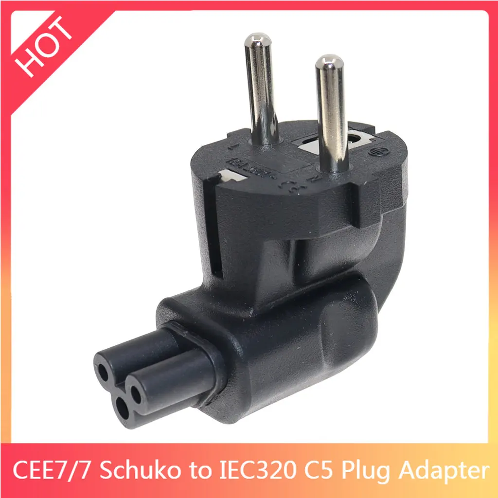 EU to C5 power Plug power cable 90 degree Adapter Angle European plug to IEC C5 plug converter CEE7/7 Schuko EU plug to IEC C5