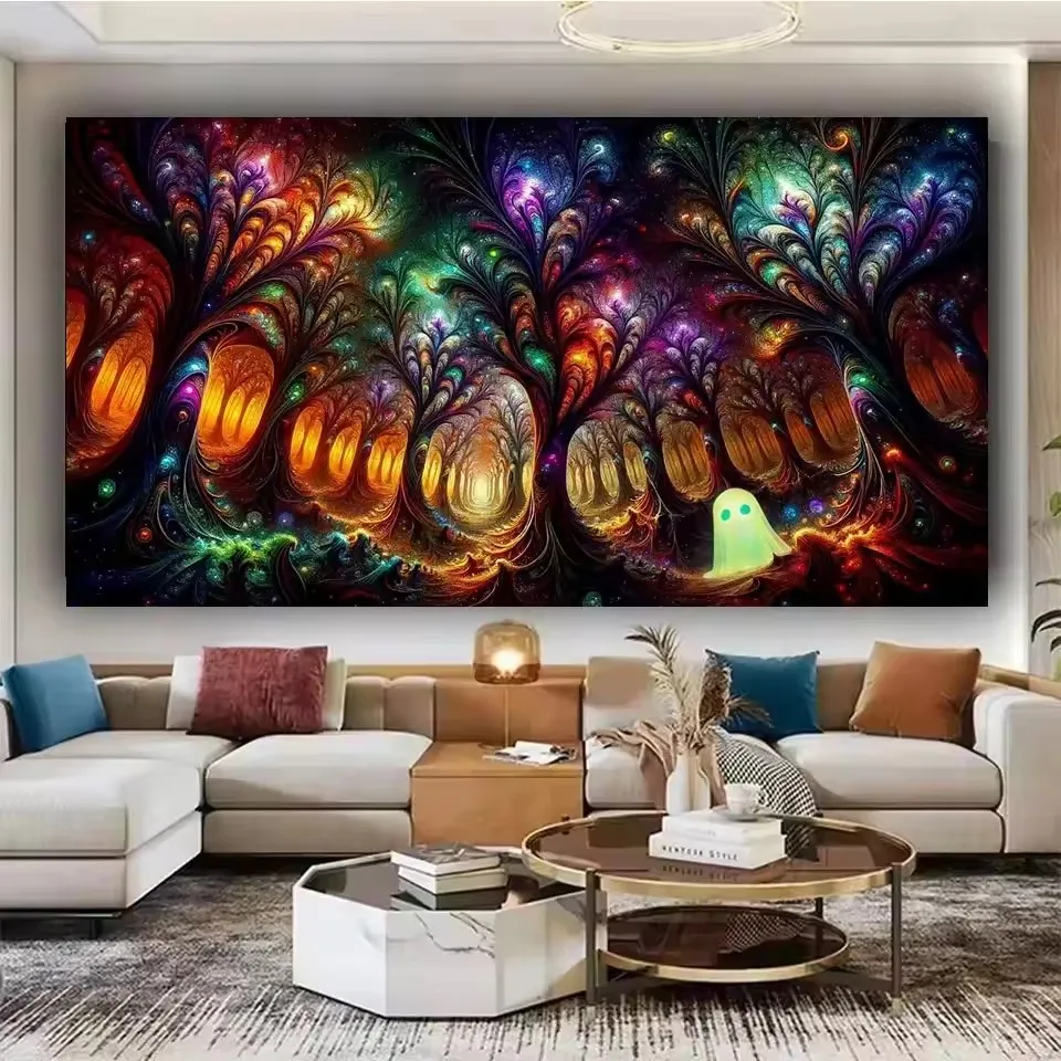 The Frightful Forest Trees Landscape 5D Diy Diamond Painting,Picture Rhinestones Embroidery Mosaic Cross Stitch Mysterious Art,