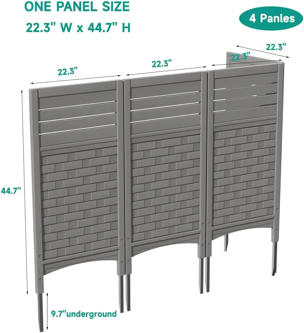 Air Conditioner Fence Privacy Screen,4 Panels Pool Equipment Trash Can Enclosure Screen for Outdoor,Resin Fence Panels Kit,45