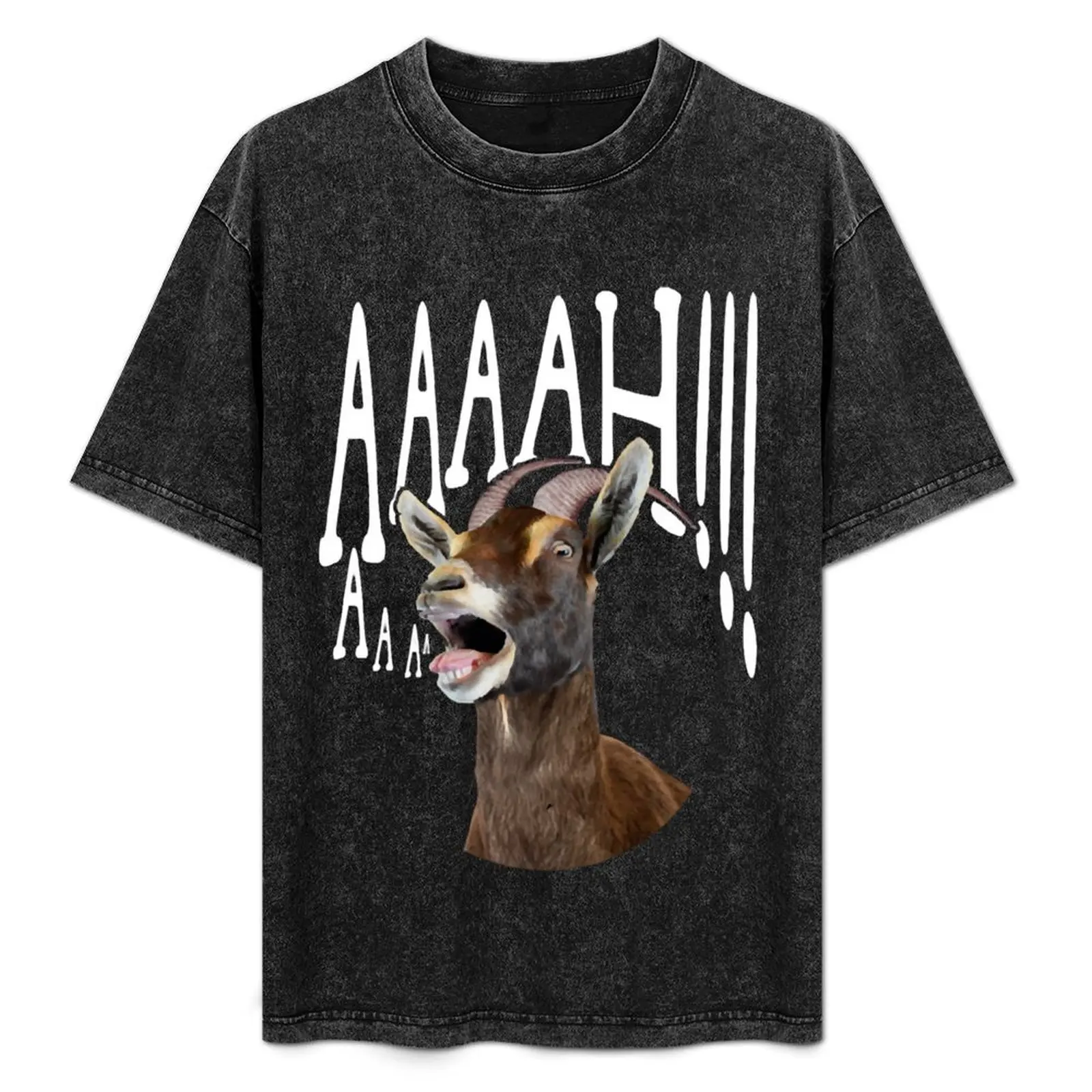 

Ahhh Screaming Goat Gift Funny Goat Lover T-Shirt Vintage Print Crew Neck Tee