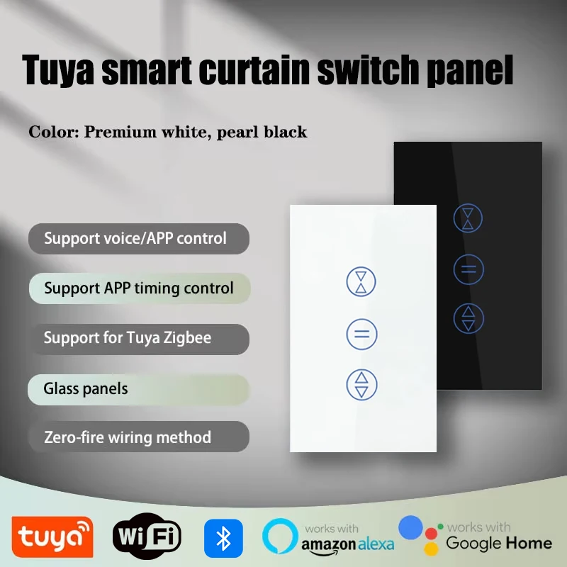 

Tuya Wi-Fi переключатель для штор, требуется нейтральный провод ЕС/США, жалюзи, сенсорный настенный переключатель, приложение Smart Life для Alexa Google Home