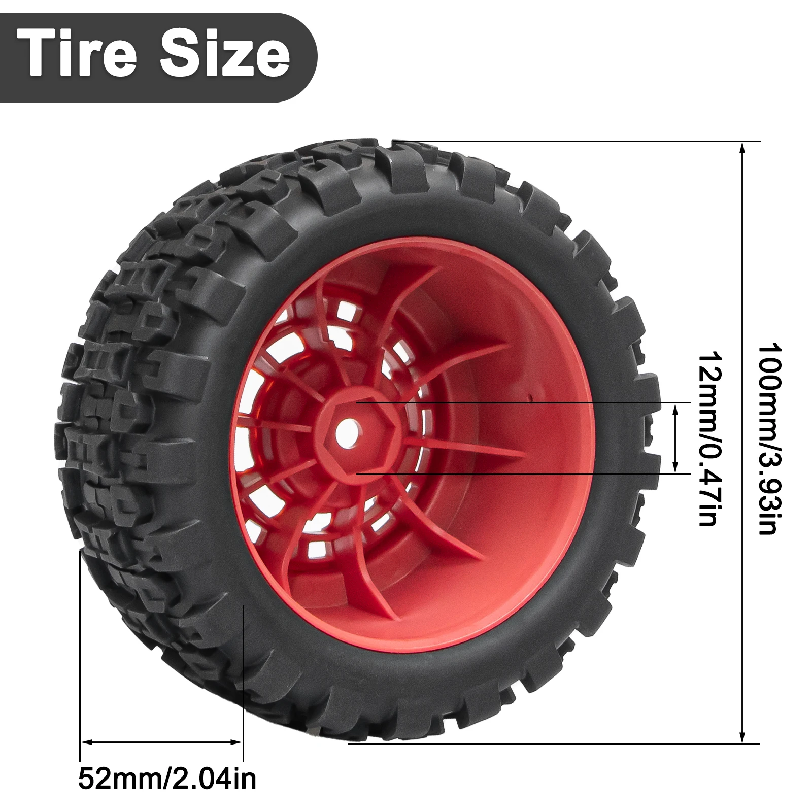 OKHL 4개 100mm MX2.15인치 비드락 휠 림 고무 타이어 세트 (스폰지 인서트 포함) 1/18 미니 맥스 RC카 업그레이드 부품