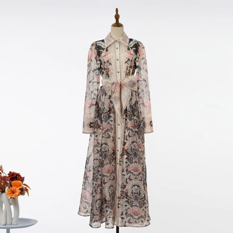 New Print Button Long Dr Street Sle High Waist Skirt Sve Long Thiened Version Five Colors Available Casual Wear