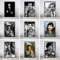 Portrait Of Great Leader Saddam Hussein Cigar Canvas Painting Mural Art Interior Bedroom Home Decor Simplicity Gift