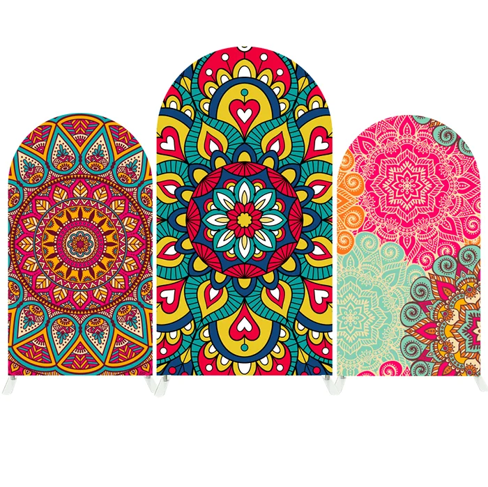 Mehofond Custom 2-Sided Lohri Holiday Mandala Pattern Birthday Party Bride Shower Covers Chiara Arch Background Decor Backdrop