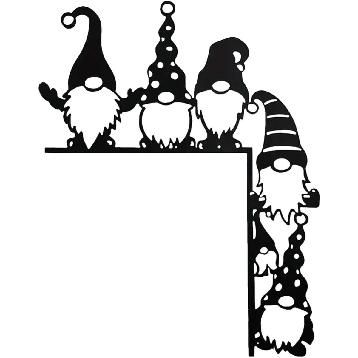 Décoration de porte de Noël en métal motif renne, Décoration de cadre de porte d'hiver, Panneau d'angle de porte de Noël avec gnome, Sculpture murale de Noël