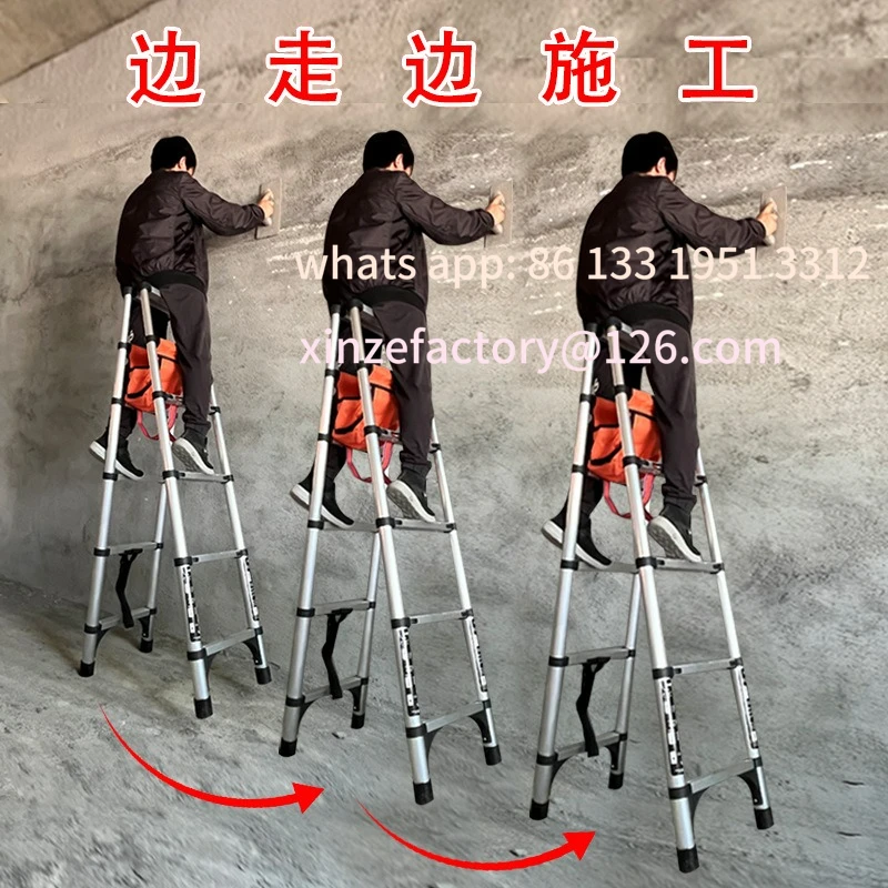 

Customizable feasible take herringbone ladder folding ladder household aluminum alloy bamboo lifting portable multi-function