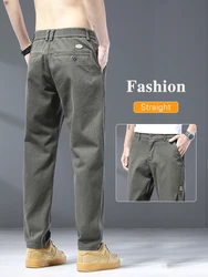 2024 Autumn New Brand Clothing Men's Cargo Pants Cotton Elastic Waist Casual Pant Male Army Green Gray Stretch Trousers