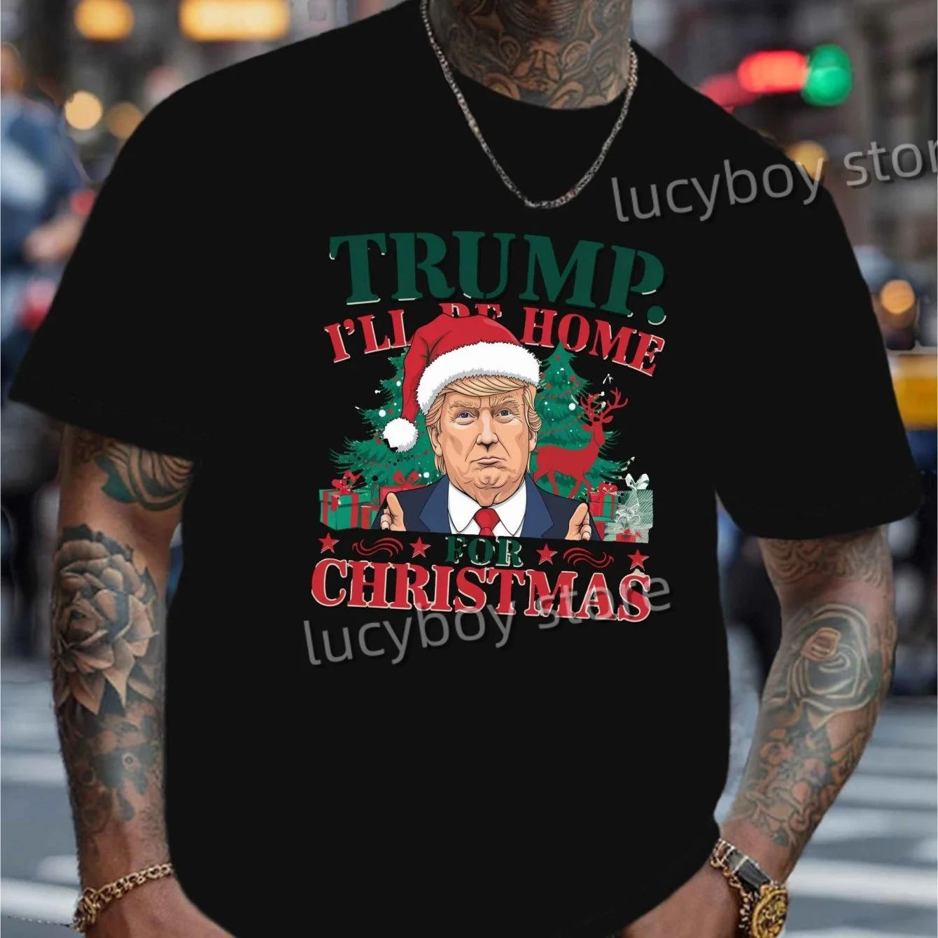 

Fun Christmas Mens 3d Print T Shirt Trump America Casual O-Neck Loose Short Sleeve T-Shirt Sportwear Daily T-Shirts Men Clothing