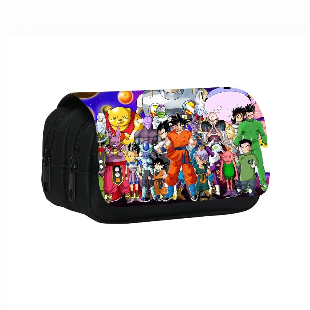 Hot Dragon Ball Z Goku Vegeta Pencil Case Double-Deck Ultra-Large Capacity Nylon Anime Pencil Bags Student School Supplies Gifts