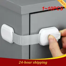 1~10PCS Kid Safety Lock Baby Proof Security Protector Drawer Door Cabinet Lock No Punching Plastic Protection Kids Safety Door