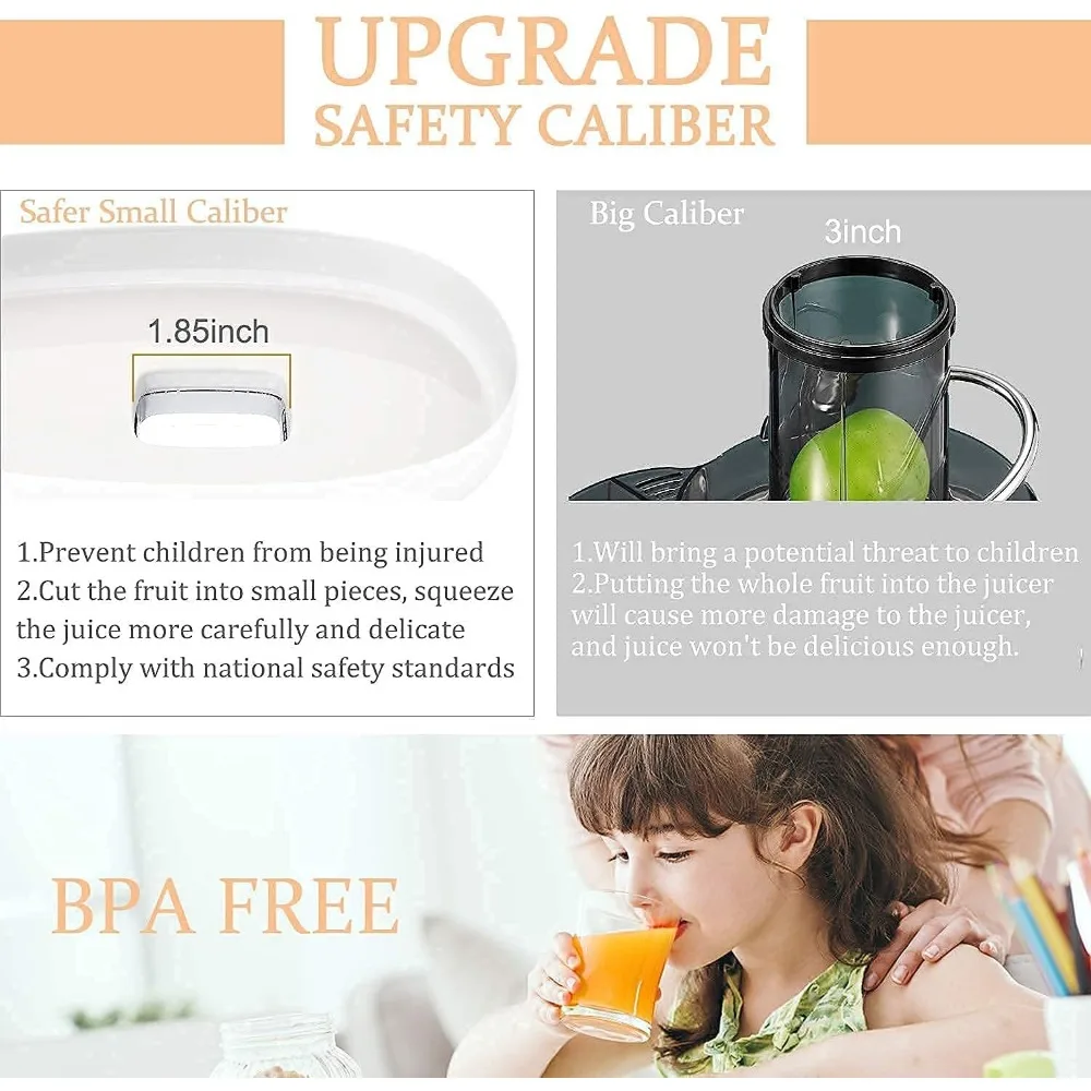 Обновленная соковыжималка с медленным жеванием, емкостью 95% сока, 2-скоростной и холодный пресс для фруктов, овощей, орехов