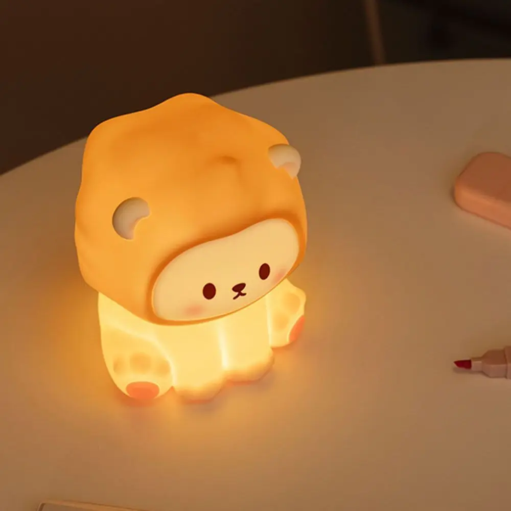 Rechargeable Lion Night Light 3 Level Soft Sleeping Light Silicone Cartoon Bedside Lamp Gift