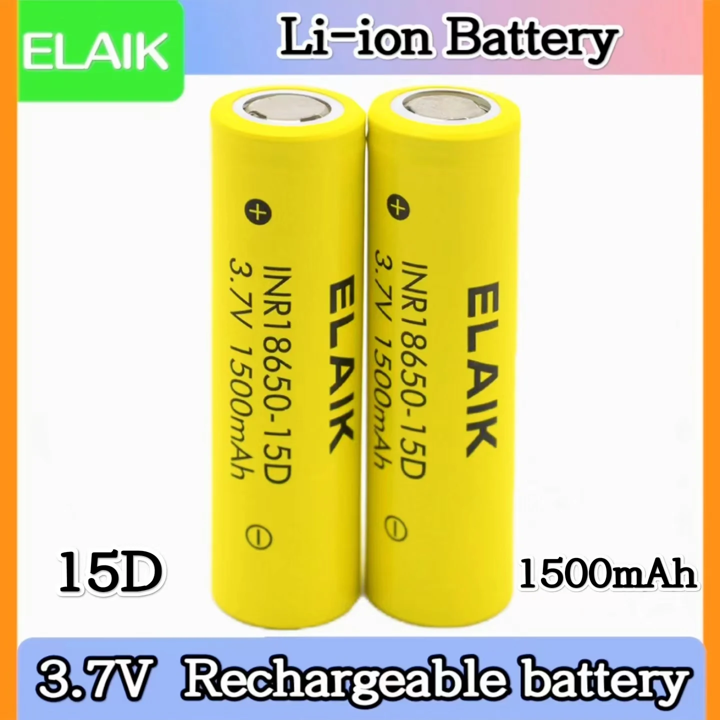 ELAIK 18650 3.7V 1500mAh rechargeable lithium battery, flashlight, laser pointer, remote control, electronic toys