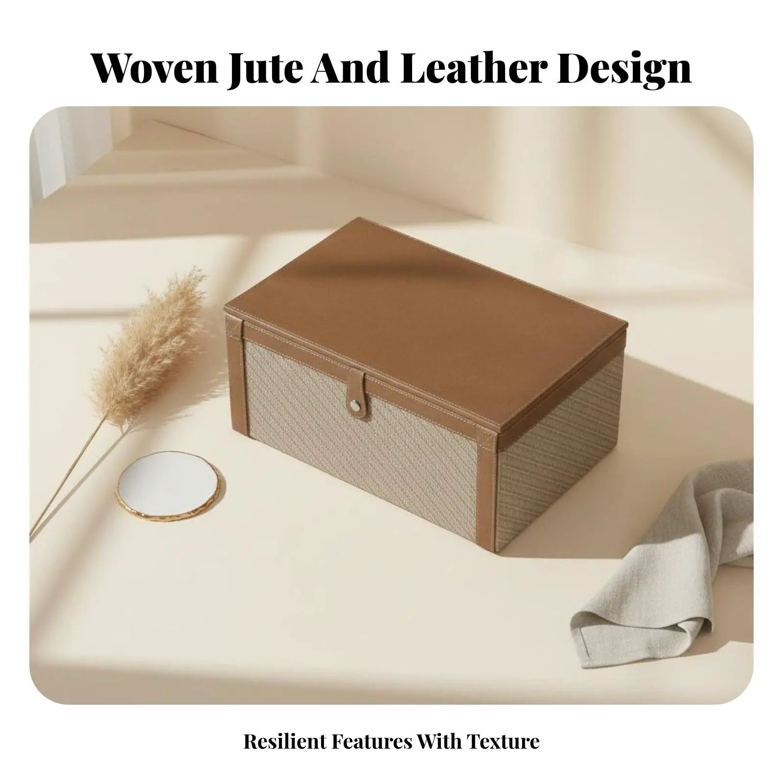 

Woven Storage Trunk with Straps Luxury design Organizer Box Multi-Purpose sturdy Construction for Homeowners, Renters