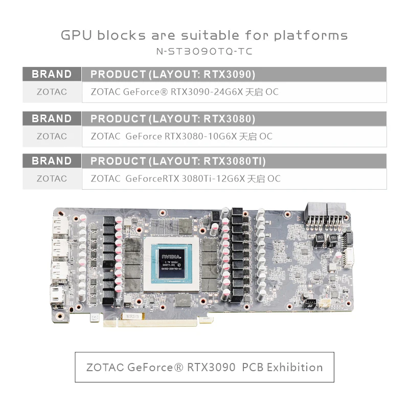 Bykski GPU Block Use for Zotac RTX3080-24G Apocalypse OC/3080 10G Backplane Water Cooling Video Card/Full Cover Copper Radiator