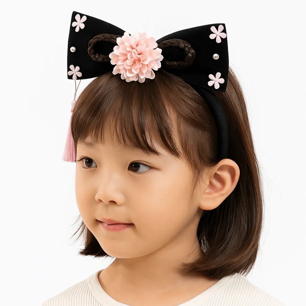 

Classical Rhinestone Ancient Style Headwear Cloth Flower Hanfu Hair Hoop Tassel Pearl Chinese Style Headband Girl