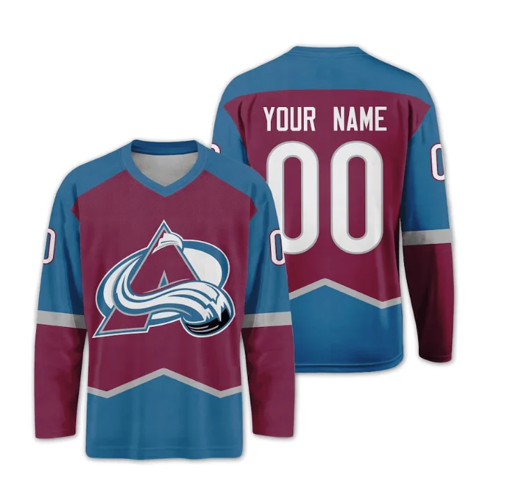 Camisetas de Hockey sobre Hielo del Equipo Colorado Avalanche 2026, Camisetas Deportivas Retro Elegantes y Transpirables de Manga Larga en 3D