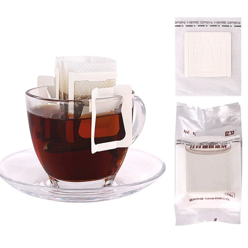 Disposable Coffee Filter Bags Portable Hanging Ear Style 50/25Pcs Coffee Filters Eco-Friendly Paper Bag For Espresso Drip Coffee