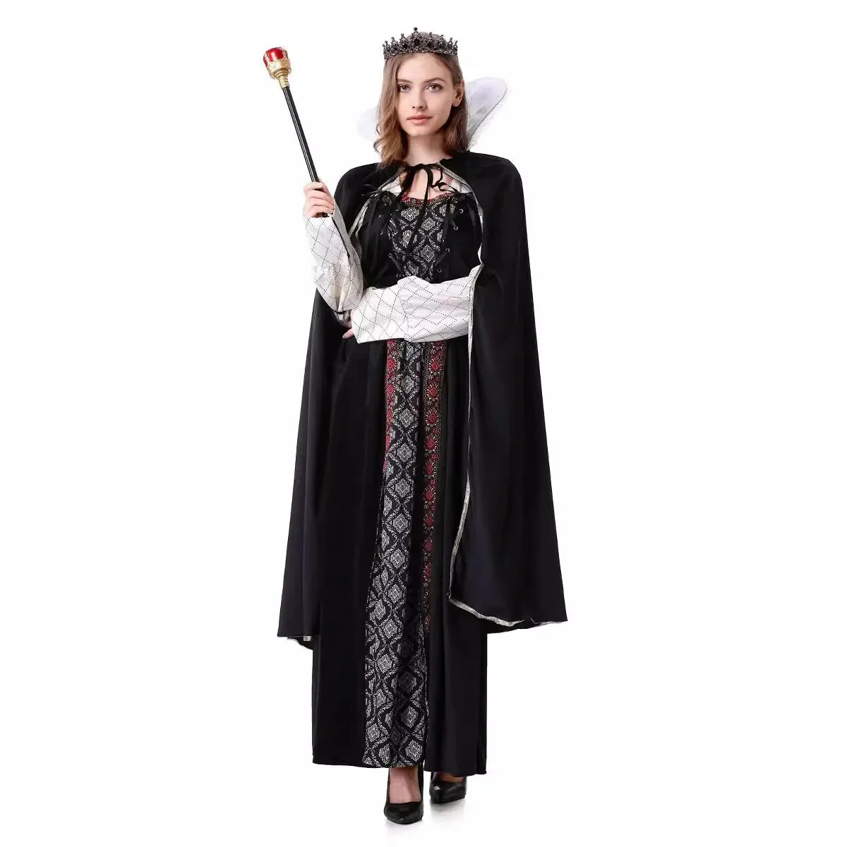 Women's Wicked Witch Costume Halloween Deluxe Witchy Dress Black Witch Cosplay Costume for Women Halloween Party Dress