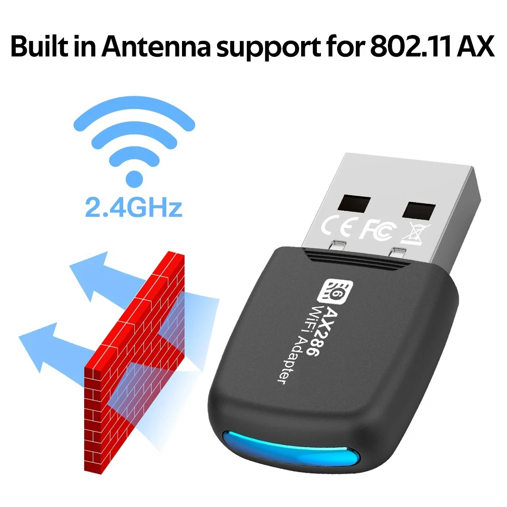 PC 및 노트북용 미니 무선 리시버, WIFI6 USB 어댑터 동글, AX286 USB 2.0 네트워크 카드, 2.4GHz, Win7/10/11 드라이버 무료 ,WIFI6 USB Adapter Dongle AX286 USB 2.0 Network Card 2.4GHz Mini Wireless Receiver For PC/Laptop For Win7/10/11 Driver Free