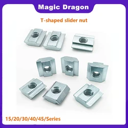 10/100PCS Dadi con scanalatura a T Piastra rivestita in zinco di fissaggio M3/M4/M5/M6/M8/M10 per profilo di estrusione di alluminio serie 2020/3030/4040/454545
