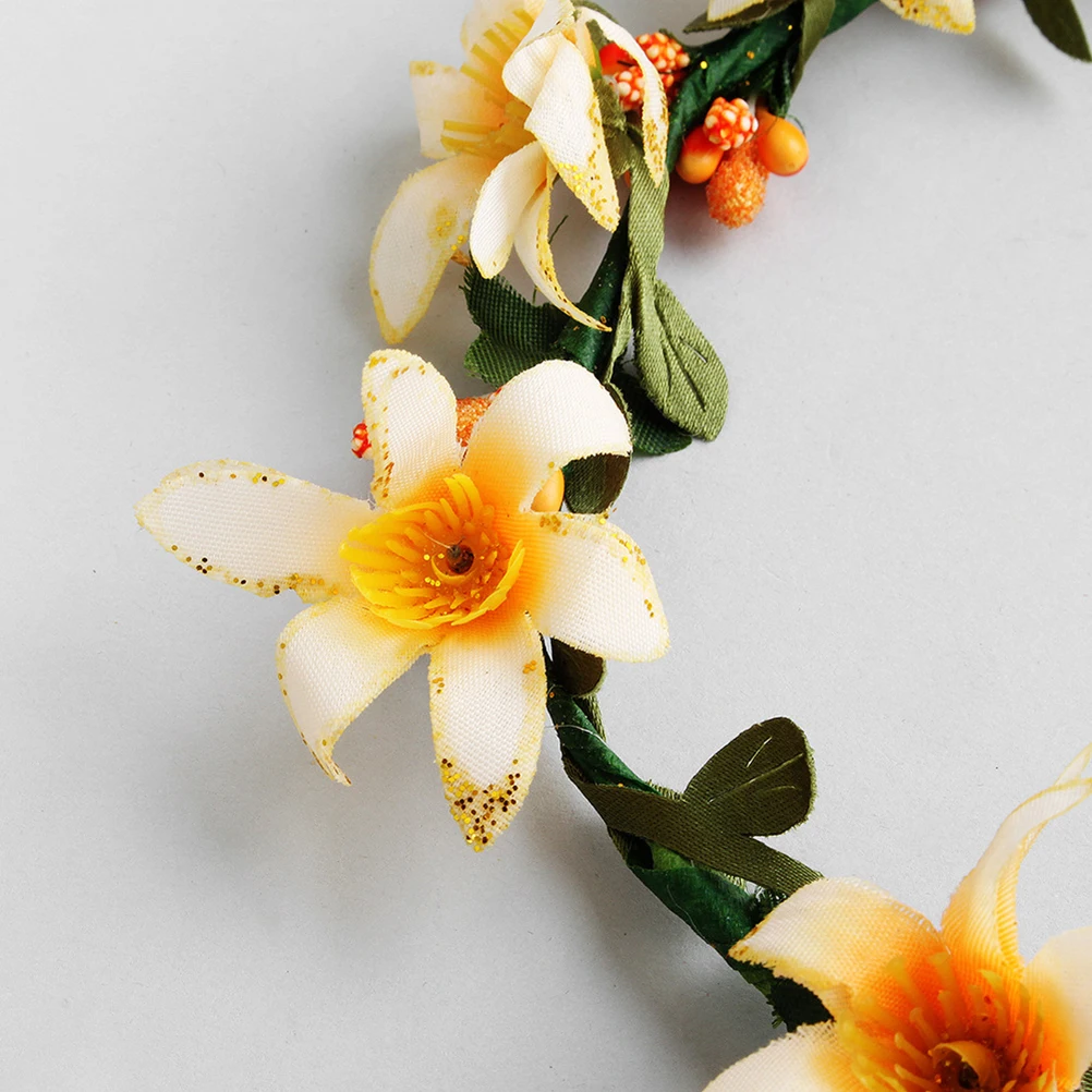 

Women Handmade Rattan Style Vine Wedding Flowers Leaves Bohemian Accessories Bridesmaids Prom Party Event Bright Color Bridal