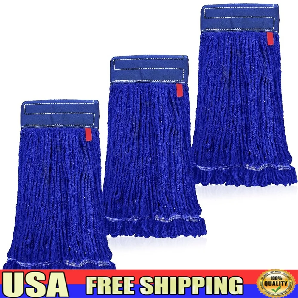 

Heavy Duty Blended Loop End Wet Mop Head Replacement Refills Commercial Industrial Use 3-Pack