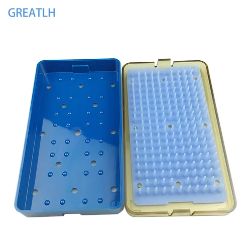 Imagen 2 del producto Caja de desinfección de 1 pieza con esterilla de silicona, bandeja de esterilización Dental, instrumentos quirúrgicos oftálmicos/ortopedia, 3 tipos opcionales