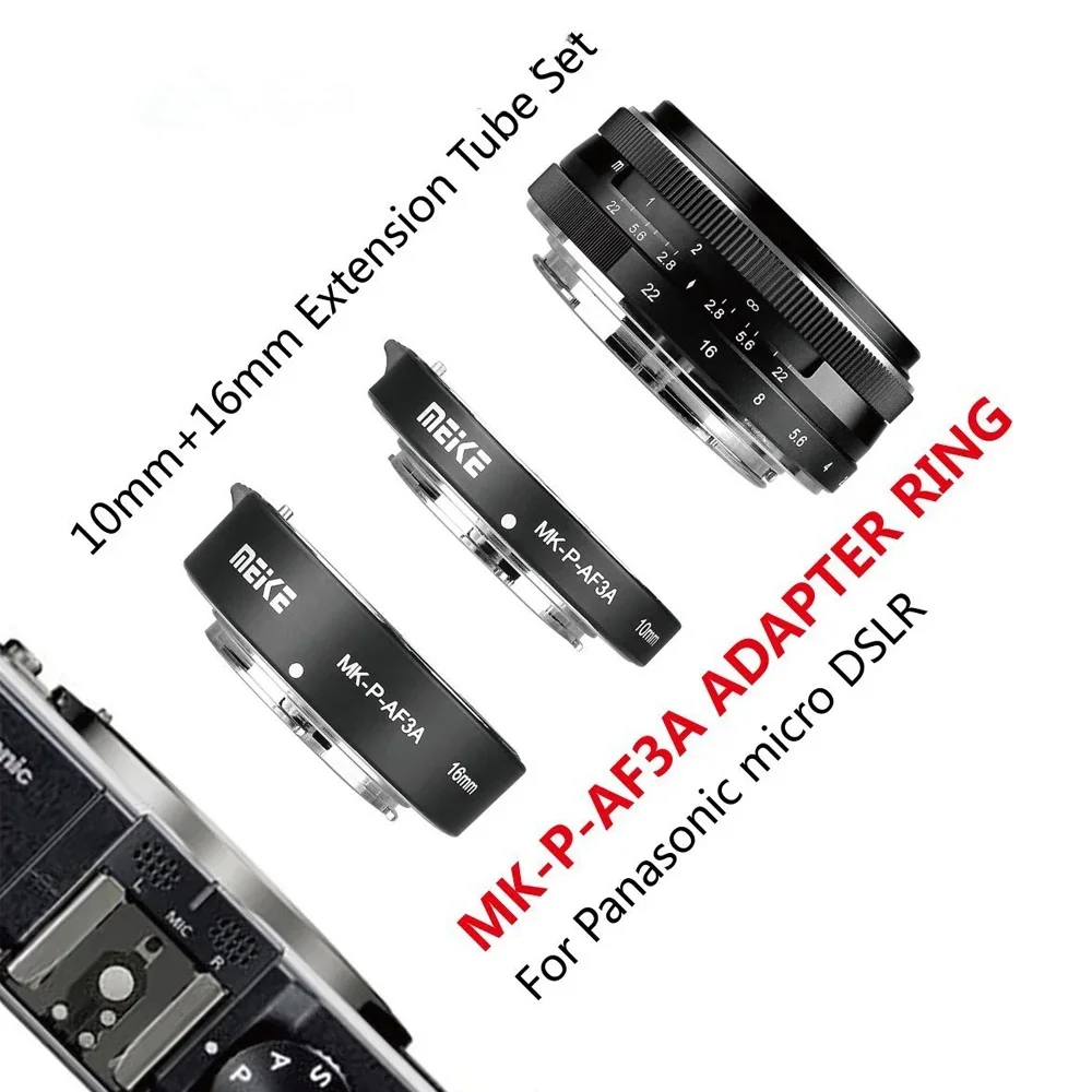 Meike MK-P-AF3A ماكرو التركيز التلقائي تمديد أنبوب الدائري AF لباناسونيك أوليمبوس M43 كاميرات مايكرو بدون مرآة