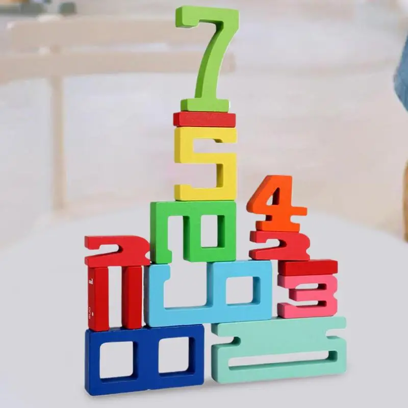 Juguetes de matemáticas Montessori, bloques de construcción apilables de números de madera, juguete de equilibrio Digital, juguete de aprendizaje preescolar con números para niños, regalos