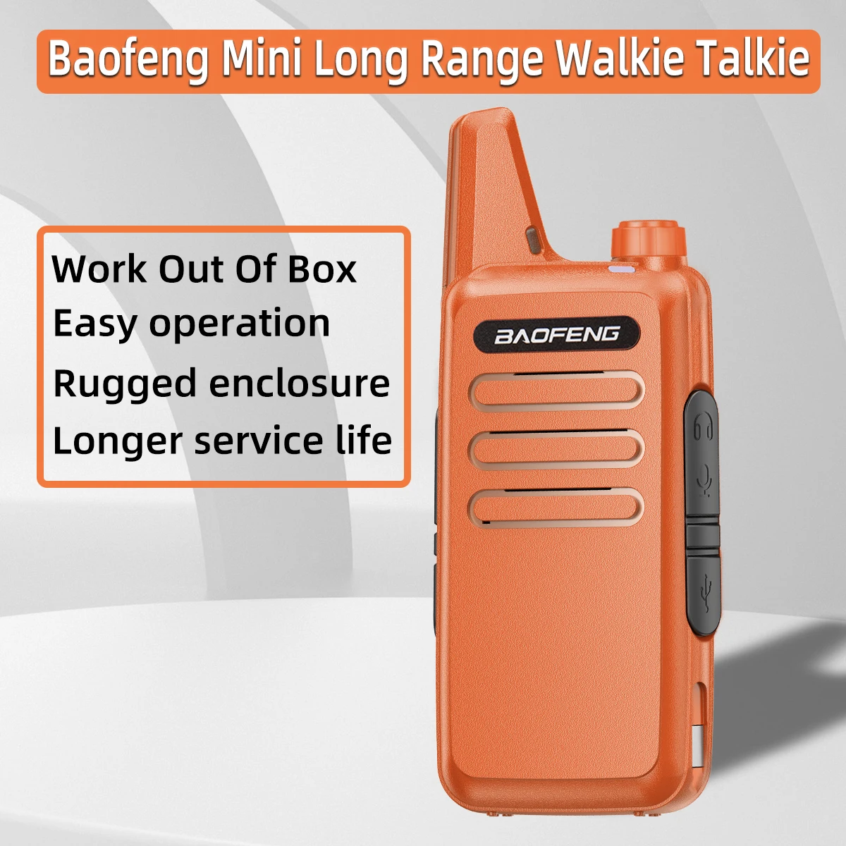 2Pcs Baofeng BF-T20 Portable Mini Walkie Talkie UHF USB Charging Rechargeable Two Way Ham Radio for Outdoor Hunting Trip Camping