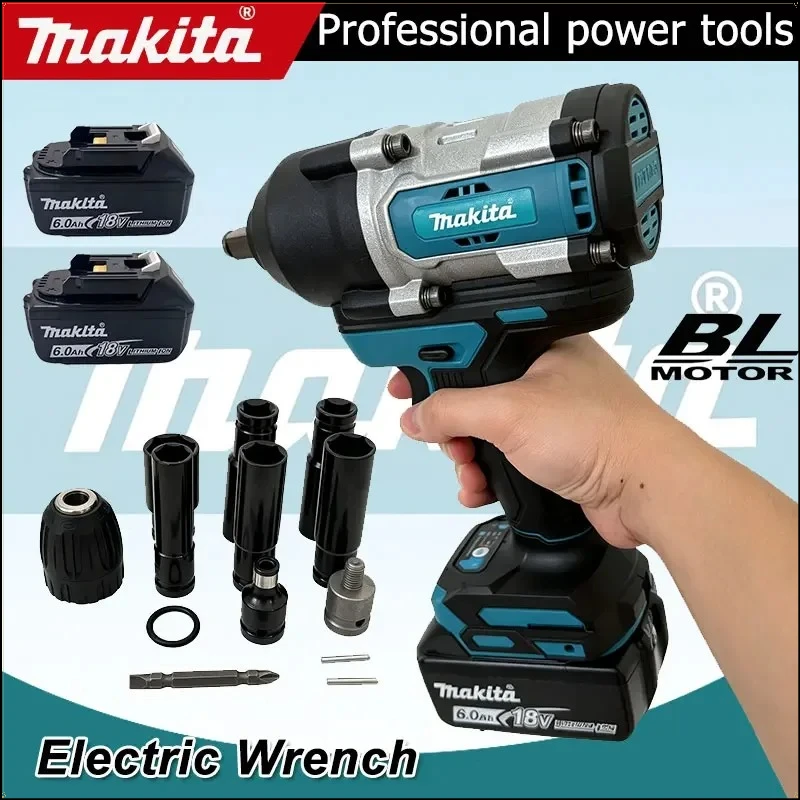 

Makita Cordless Electric Impact Wrench Brushless High Torque Driver With Socket Set For Automotive & Construction 18V Battery