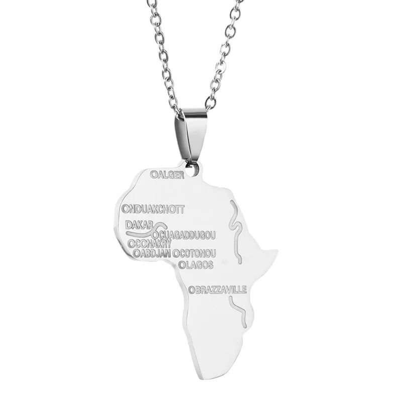 Punk Mode Afrikanische Afrika Karte Anhänger Halsketten Weibliche Gold Farbe Edelstahl Kette für Frauen Männer Äthiopischen Schmuck Geschenk