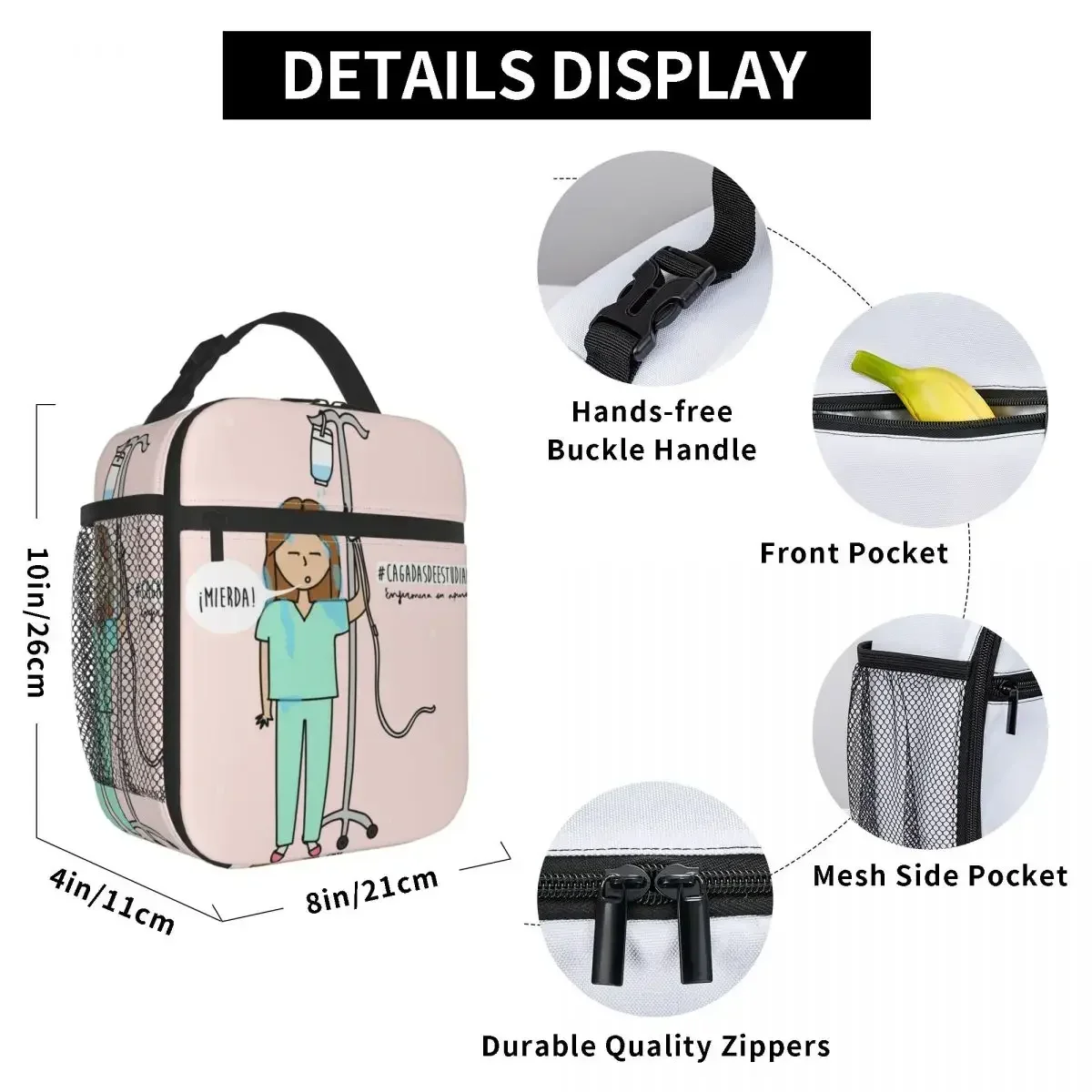 Insulated Lunch Bag Cooler Bag Meal Container Enfermera En Apuros Doctor Nurse Medical Lunch Box Tote Food Storage Bags Beach