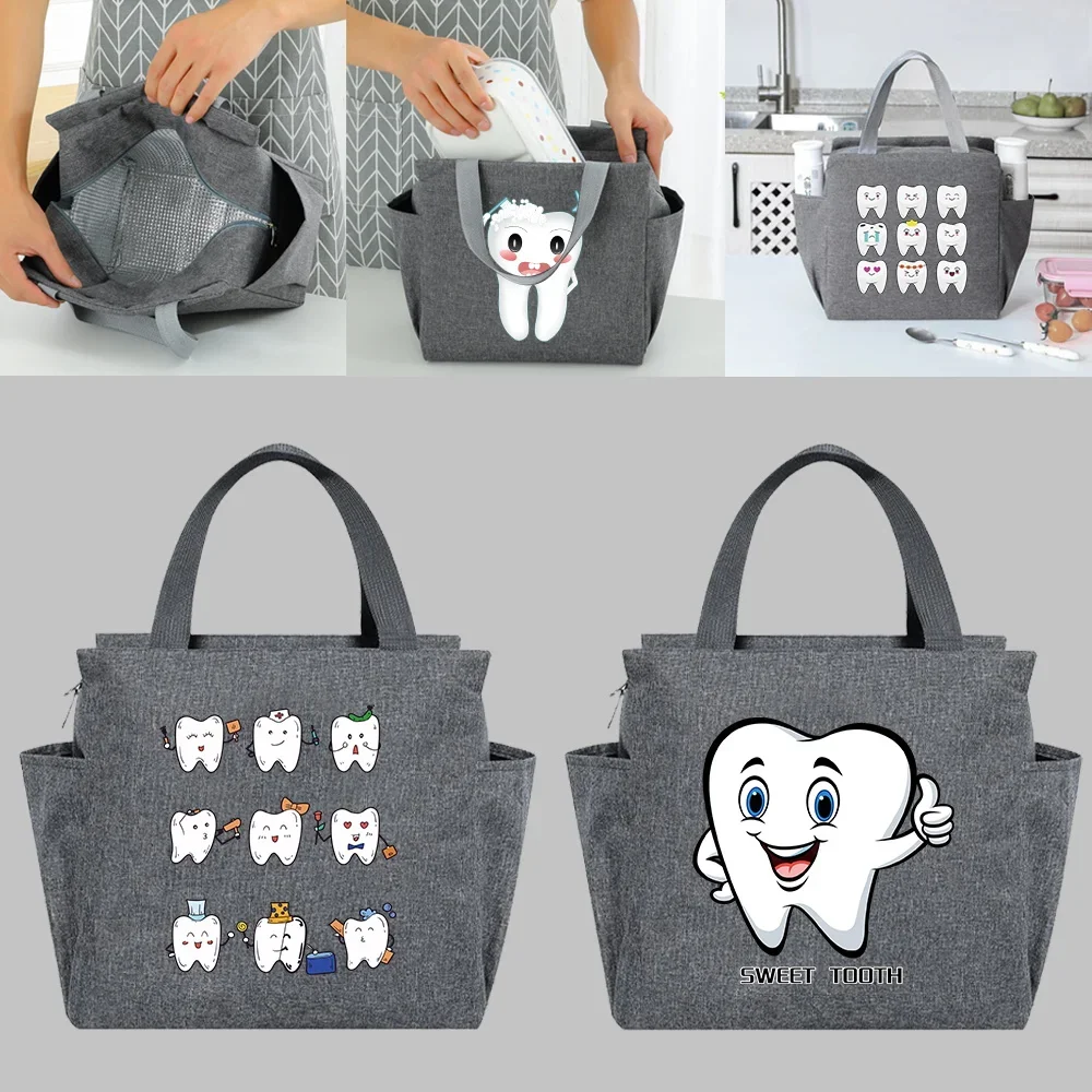 

Teeth Series Print Insulated Lunch Bags Multifunction Dinner Box Cooler Bag Portable Picnic Large Capacity New Thermal Food Pack