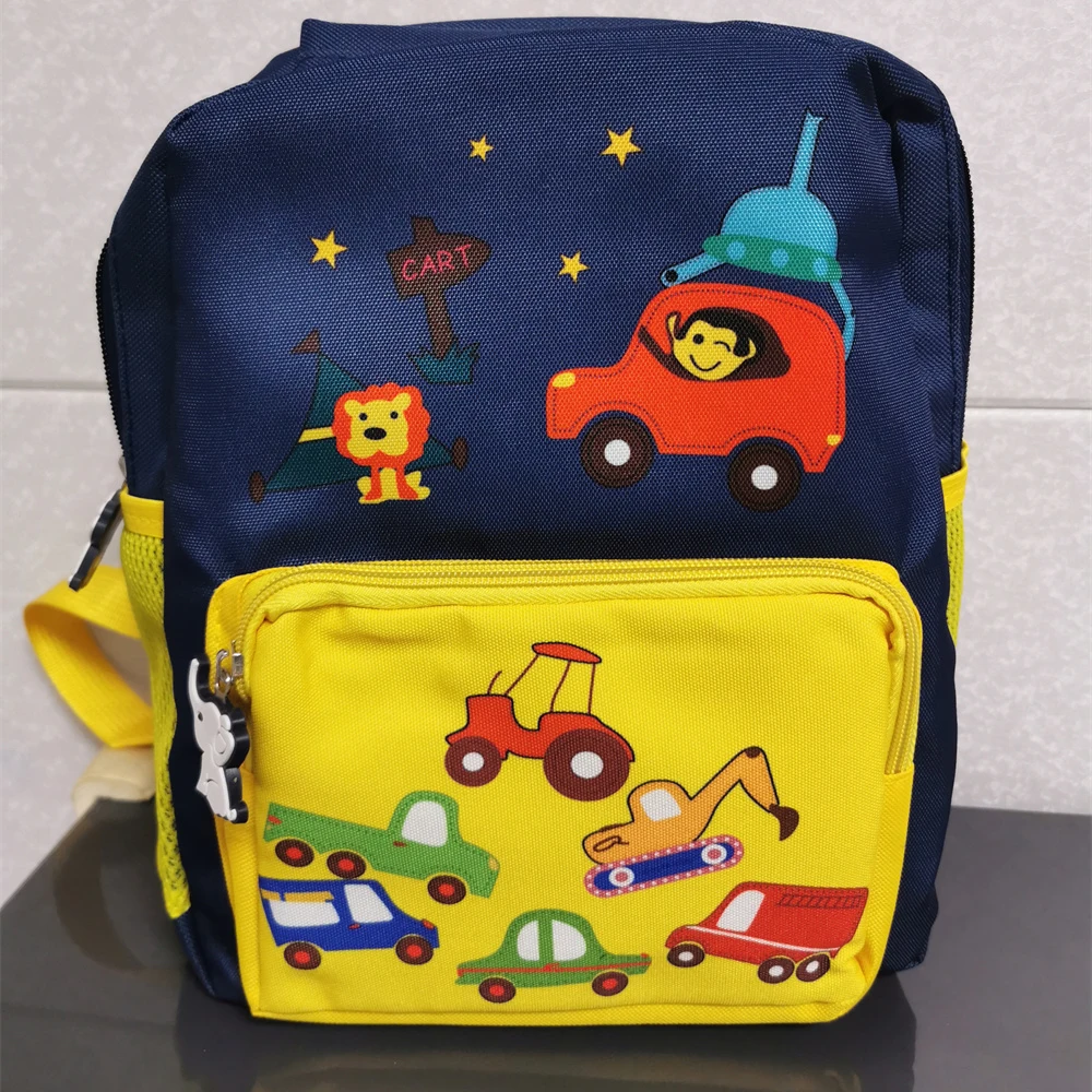 Cartoon Cars Kindergarten Backpacks Personalized Embroidered Name Children\'s Schoolbags Custom Name Baby Outgoing Snack Bags