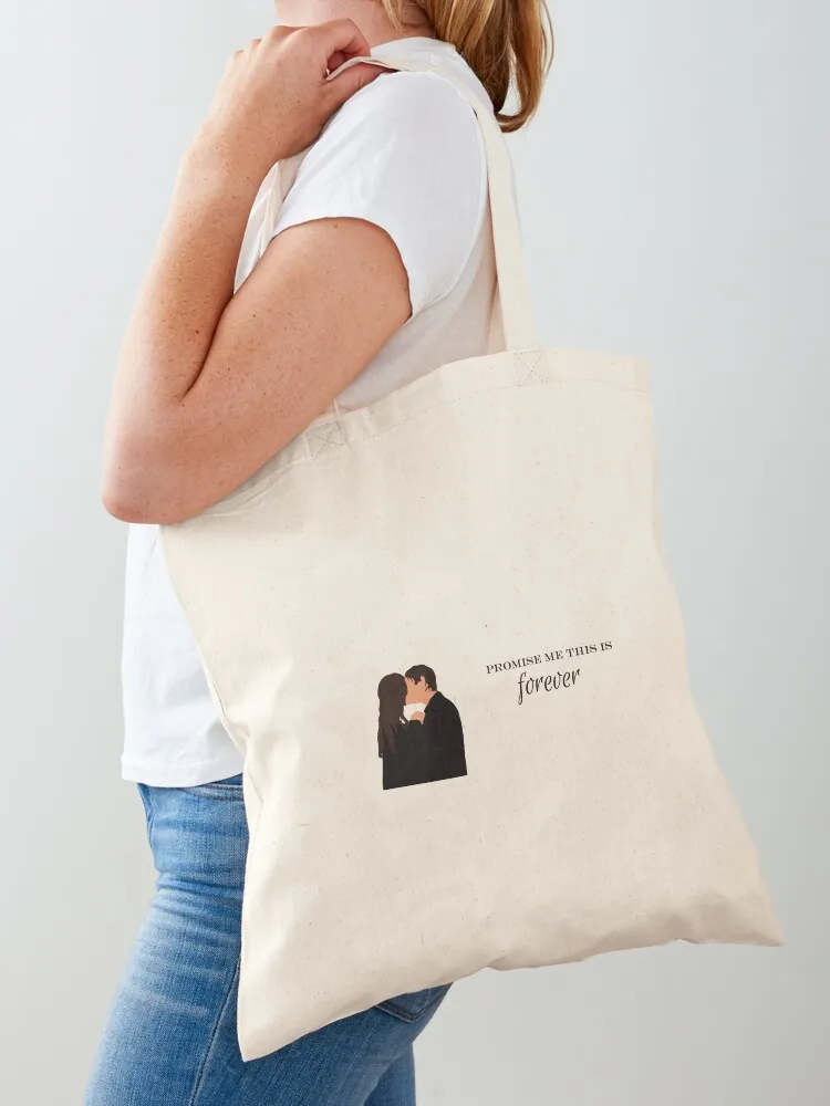 Damon and Elena promise me this is forever Tote Bag Eco bag handbag Canvas Tote Bag