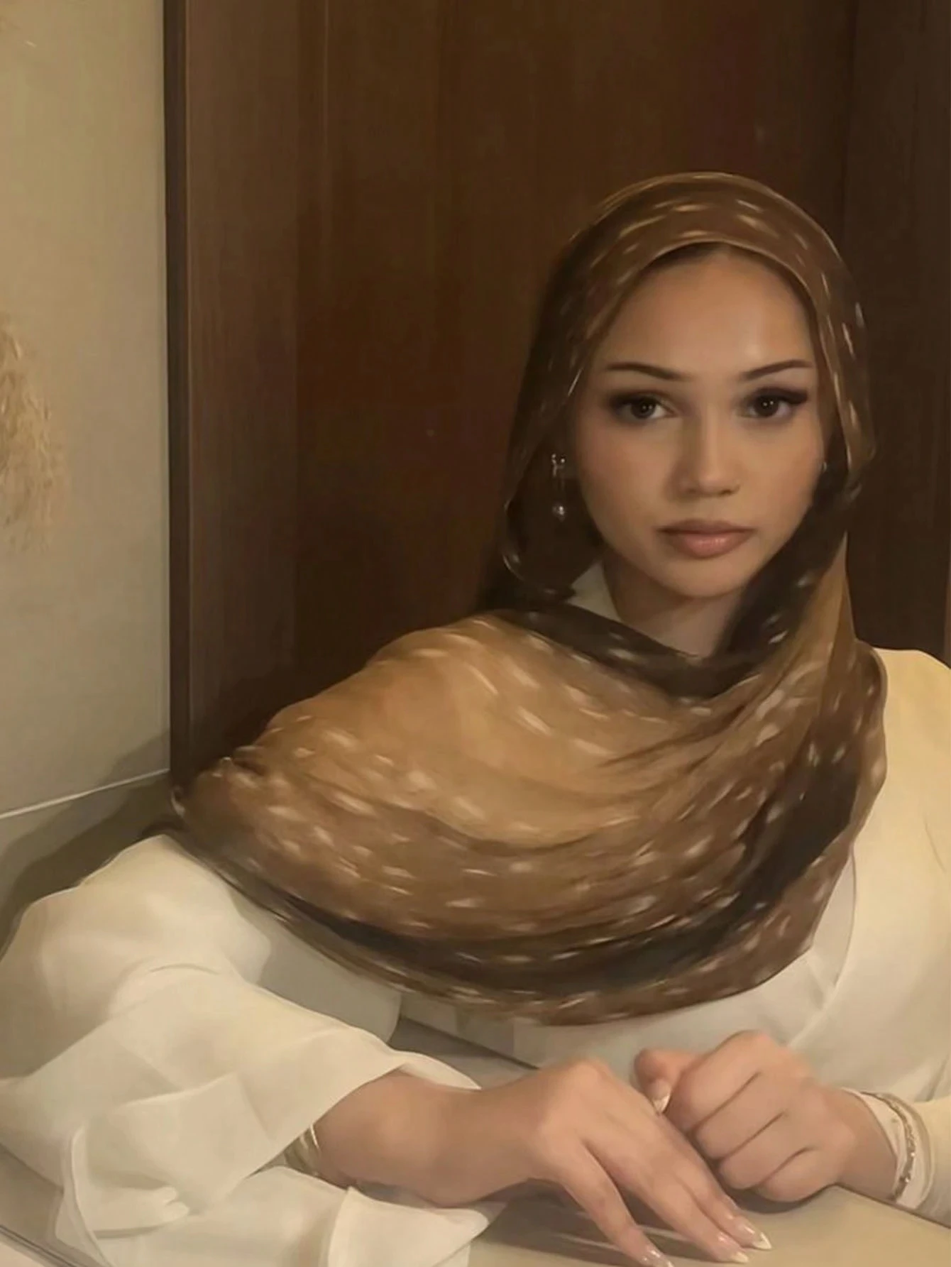 Bohemian Style Watercolor Deer Print Hijab Women Soft Islam Ramadan Muslim Hijabs Foulard Shawl Wrap Scarf Headscarf Scarves image 5