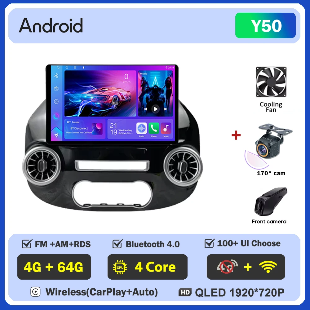 Android 12.3 Inch Voor Mercedes Vito W447 2014-2022 Autoradio Multimedia Video Player GPS Radio 5G CarPlay navigatie WIFI GPS BT