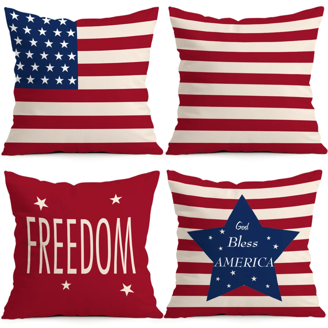 Independence Day Stripes Pillowcase Printed Polyester 40/45/50cm Throw Pillowcover Decorative Sofa Cushion Pillowslip Home Decor