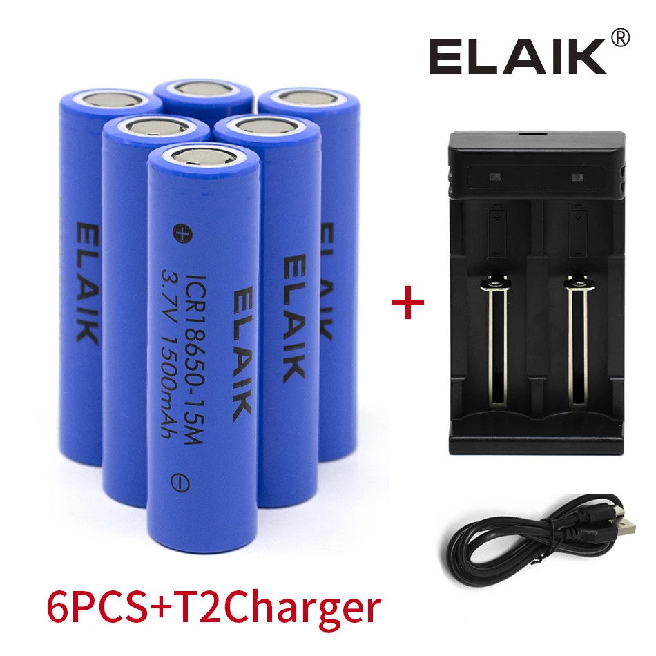 ICR18650-15M 1500mah lithium battery 3.7V 18650 strong light flashlight rechargeable battery+with Charger