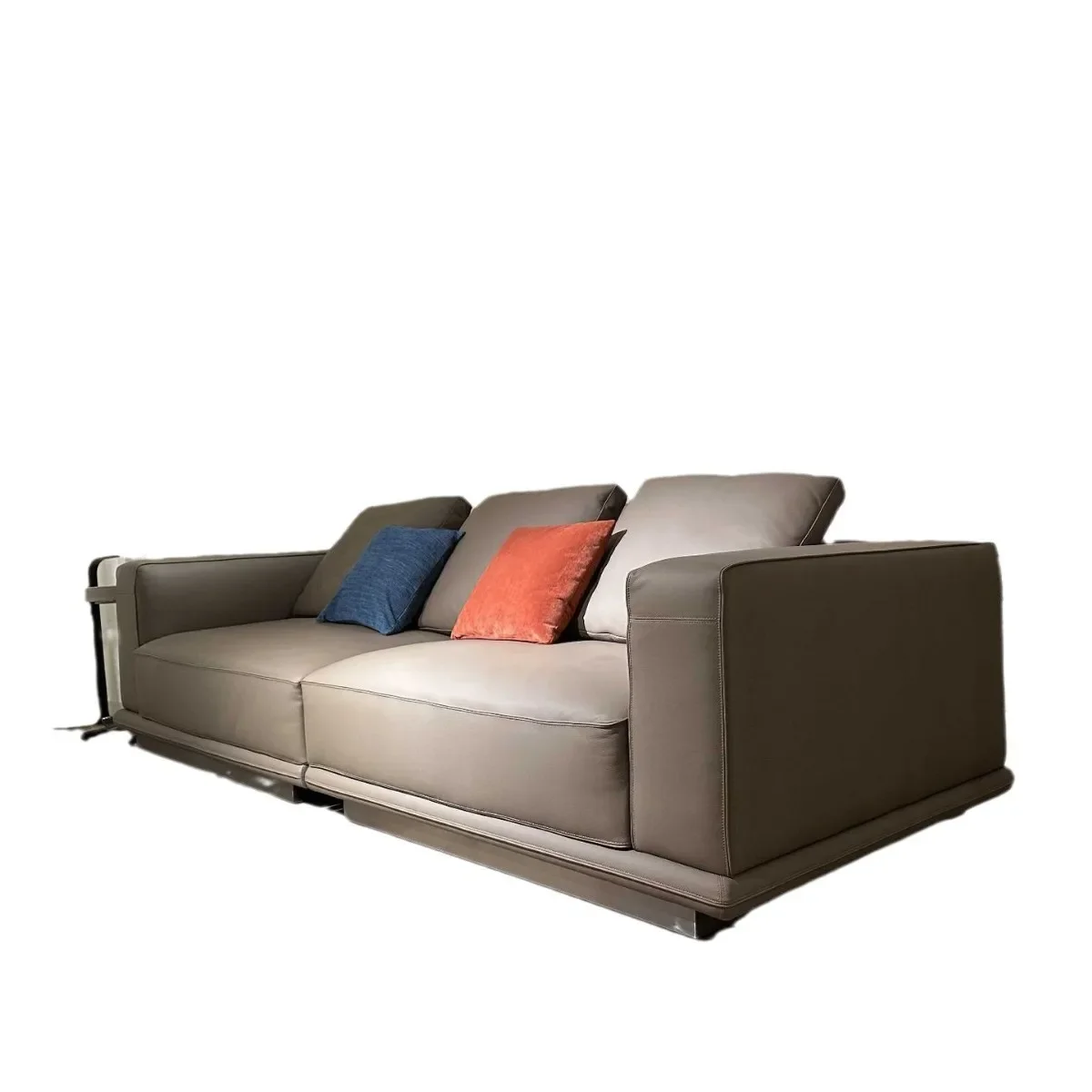 

Leather, sofa, horizon, curved, straight row, sofa, small apartment, modern simplicity
