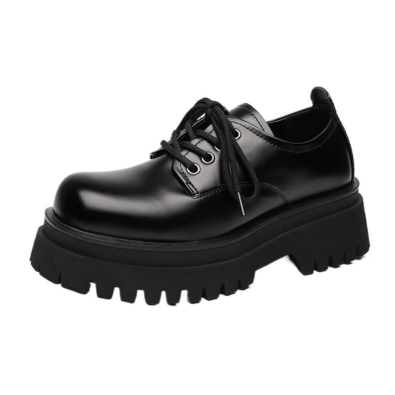 

Derby Shoes for Men Black Low-top Workwear Shoes British Thick Elevated Bottom Comfortable Breathab Casual Small Leather Shoes