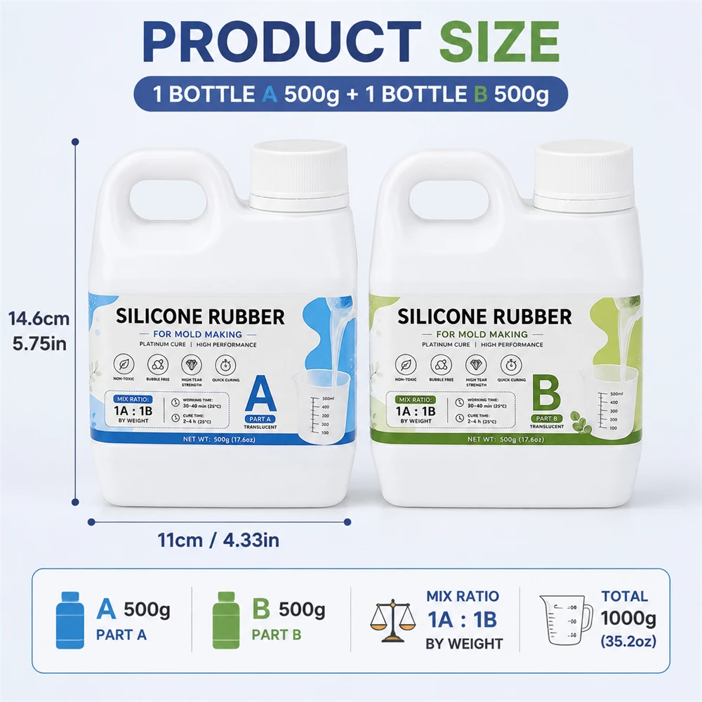 1000g Sıvı Silikon Kauçuk Kalı - Liquid Silicone Rubber Mold Making Rtv-2 incelemesi ve fiyatı