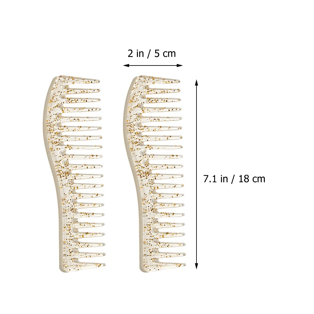 2 قطعة مشط واسع الأسنان مضاد للكهرباء الساكنة للنساء وفك تشابك الشعر السميك والمجعد للاستخدام الرطب مجموعة أمشاط السفر المتينة خفيفة الوزن