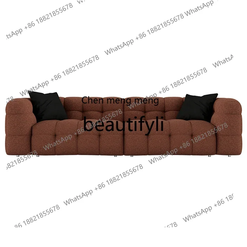 

Retro style marshmallow high-end fine linen fabric sofa minimalist creative Nordic living room home