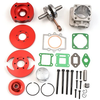 LINGQI racing 49cc small sports car Mini motorcycle two-stroke engine modified CNC cylinder head cylinder block kit Piston