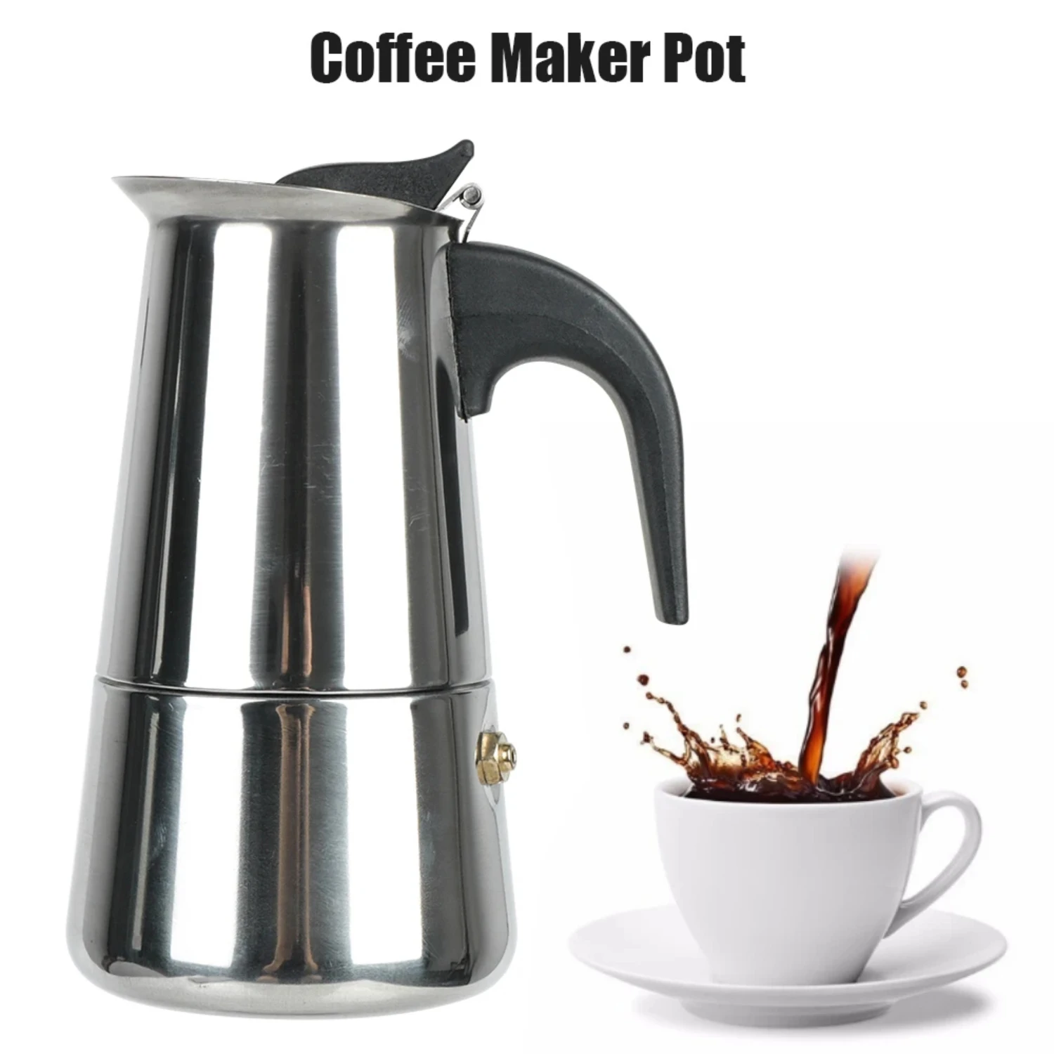 Coffee Maker Pot Mocha Espresso Latte Stovetop Filter Stainless Steel Coffee Pot  Kitchen Moka Coffee Maker 2/4/6/9 Cups