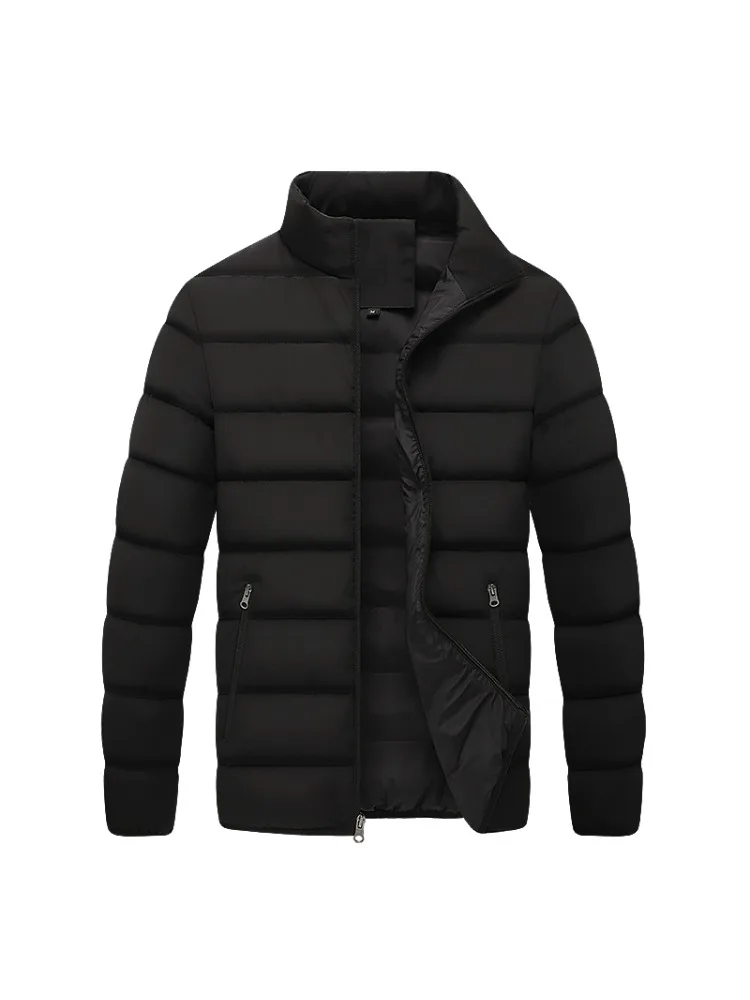 

Новое зимнее хлопковое пальто с длинными рукавами, куртка на молнии, мужское хлопковое пальто, модная утолщенная теплая куртка с воротником-стойкой,